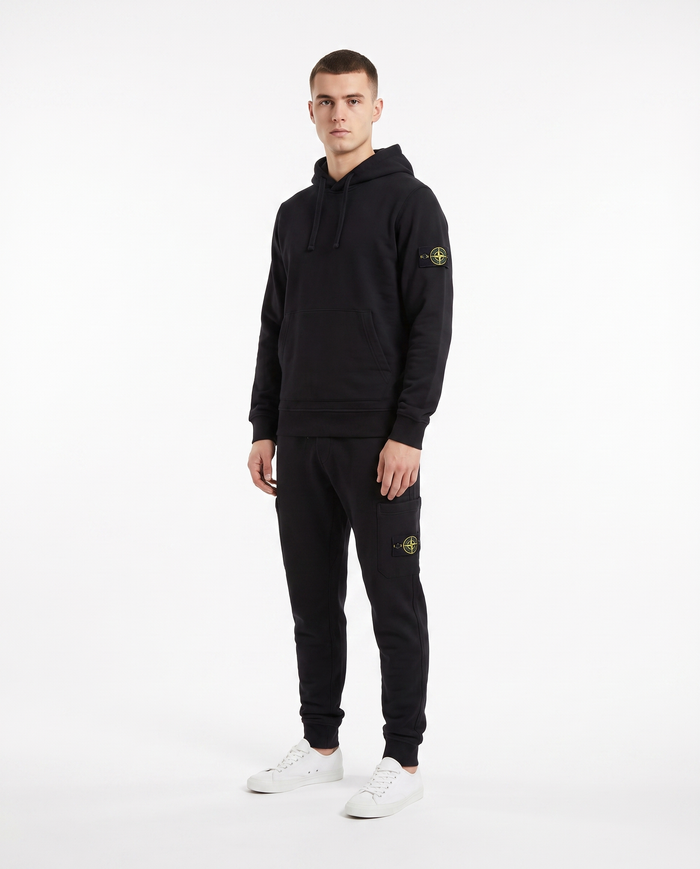 Chándal de algodón con capucha Stone Island — Negro