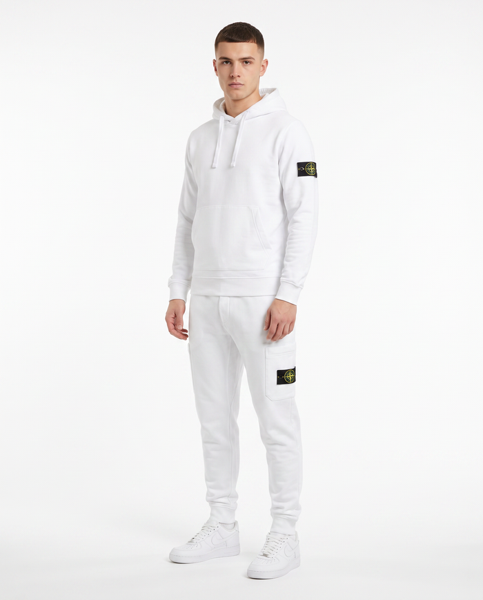 Chándal de algodón con capucha Stone Island — Blanco