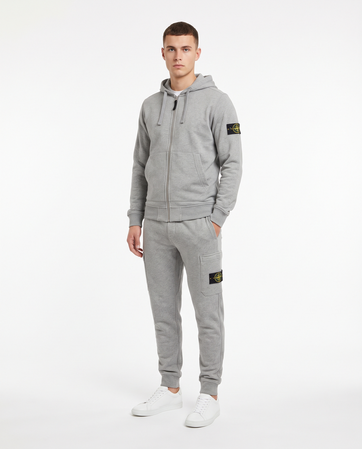 Chándal con cremallera Stone Island — Gris jaspeado