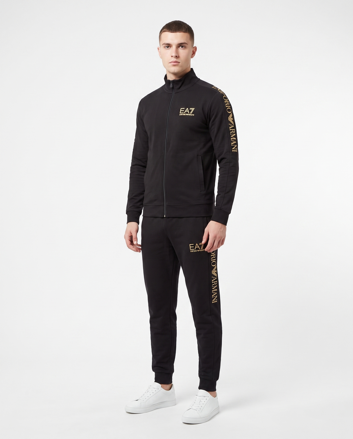 Chándal con cremallera EA7 Emporio Armani — Negro y dorado