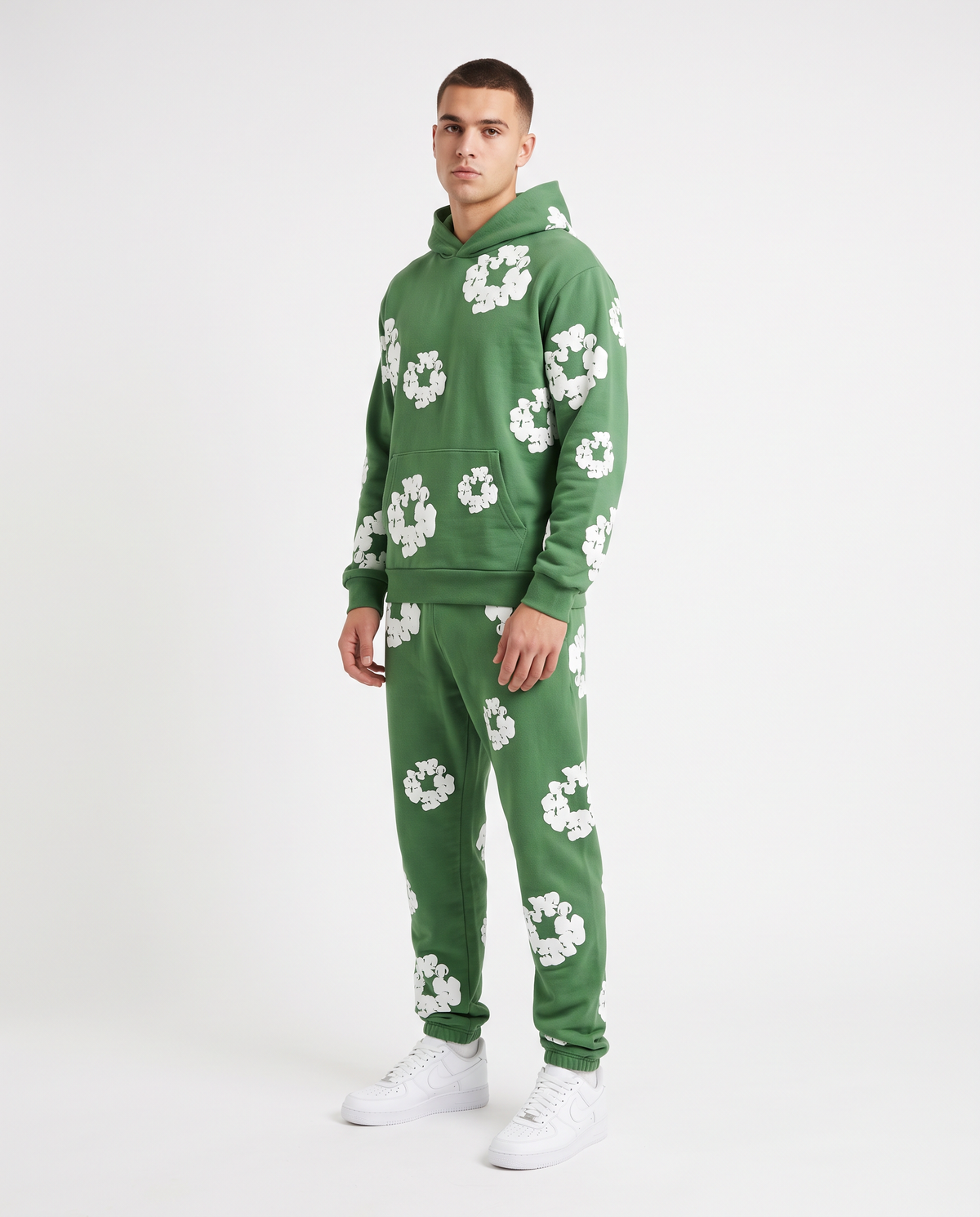 Chándal de algodón con capucha Denim Tears — Verde (modelo 2)