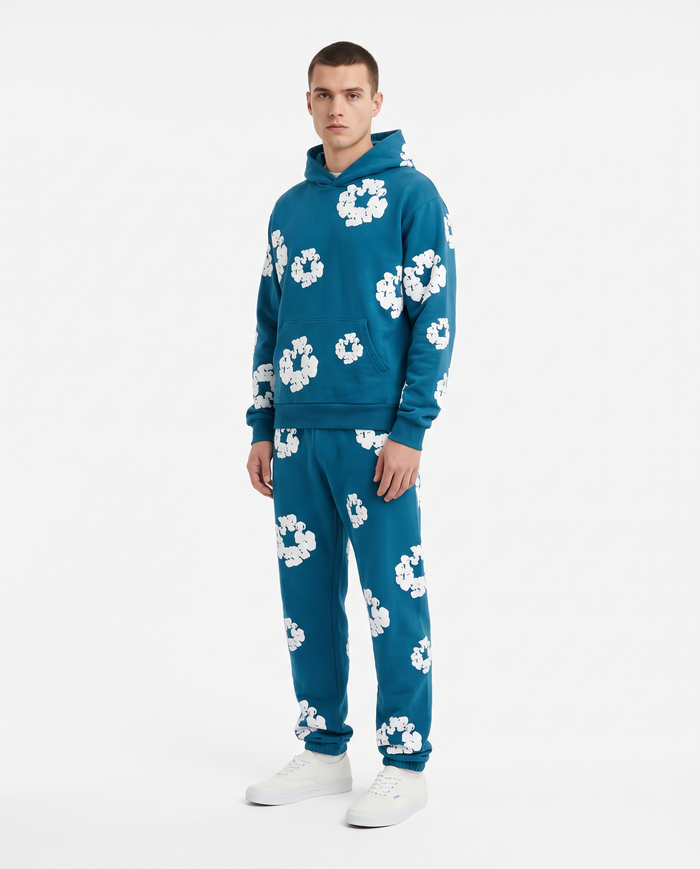 Chándal de algodón con capucha Denim Tears — Azul petróleo