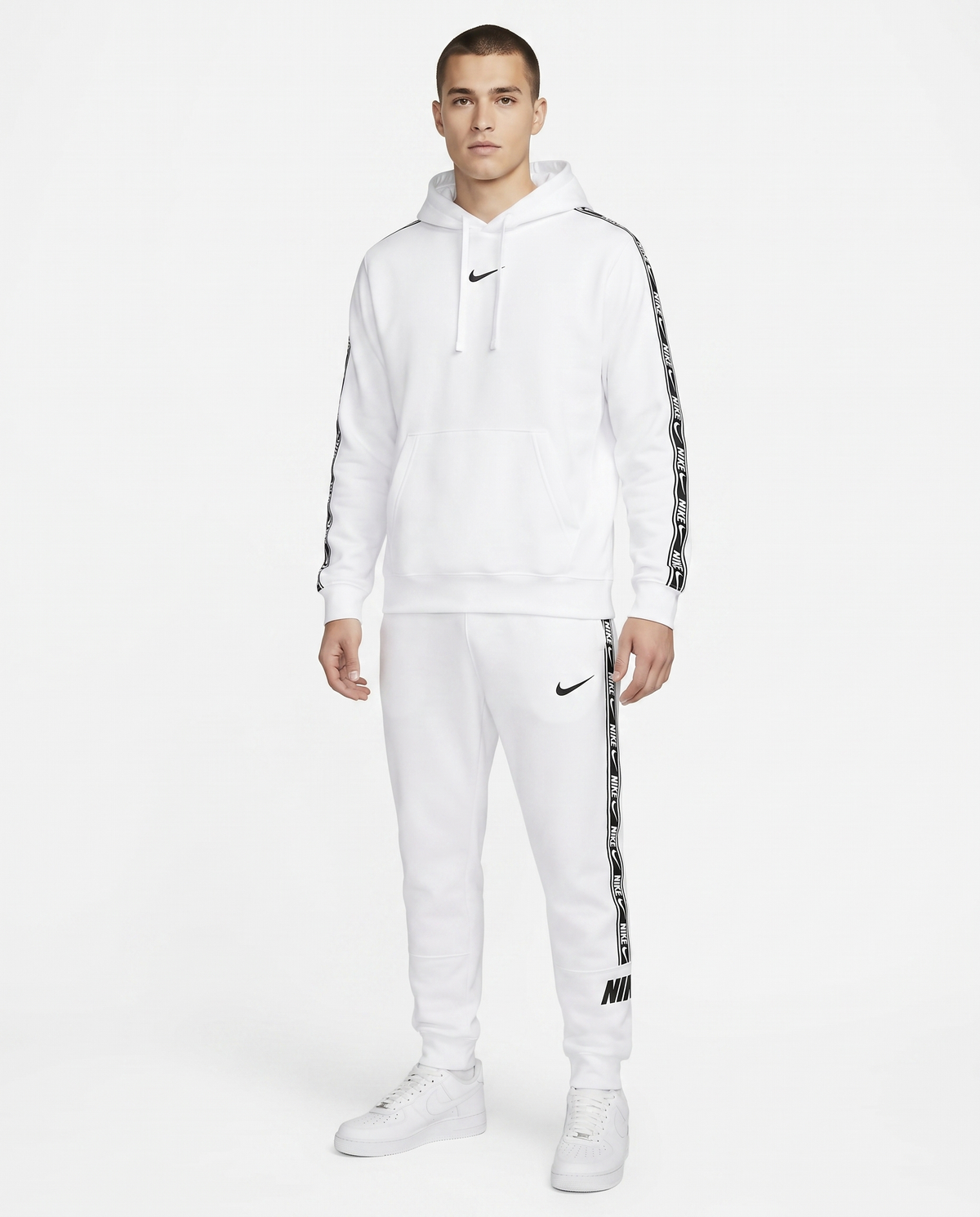 Chándal de algodón con capucha Nike — Blanco y negro