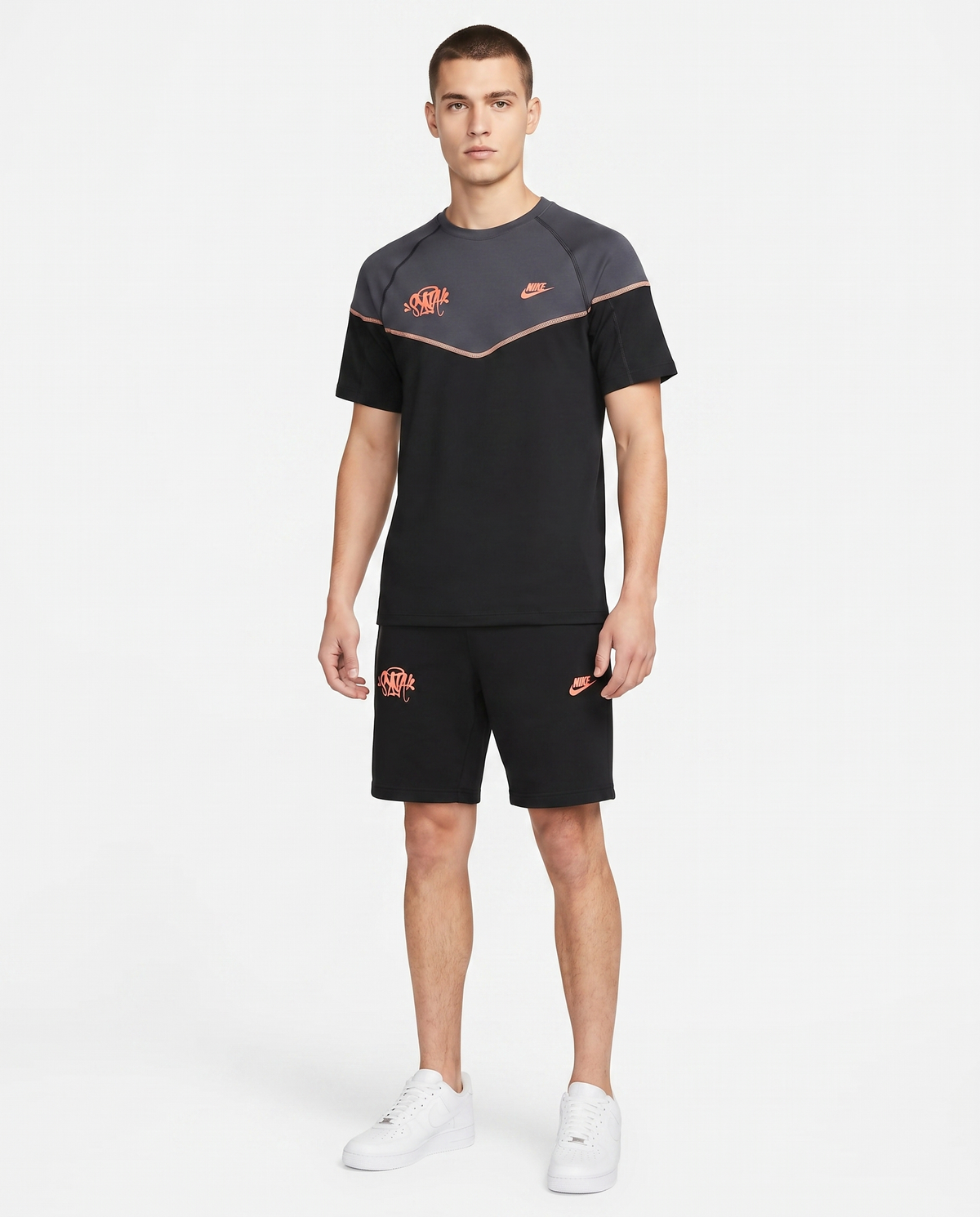 Conjunto camiseta y pantalón corto Nike — Negro y gris
