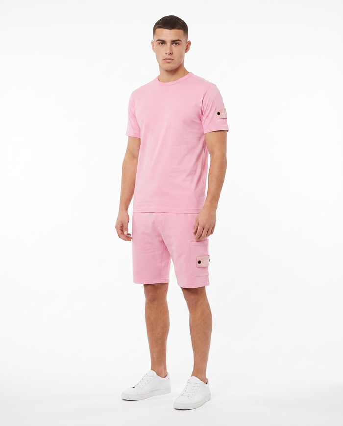 Conjunto camiseta y pantalón corto Stone Island — Rosa