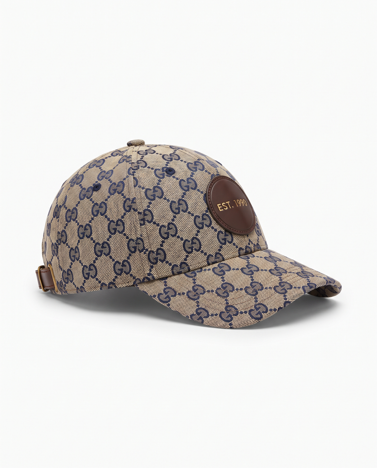 Gorra con monograma Gucci — Beige y azul