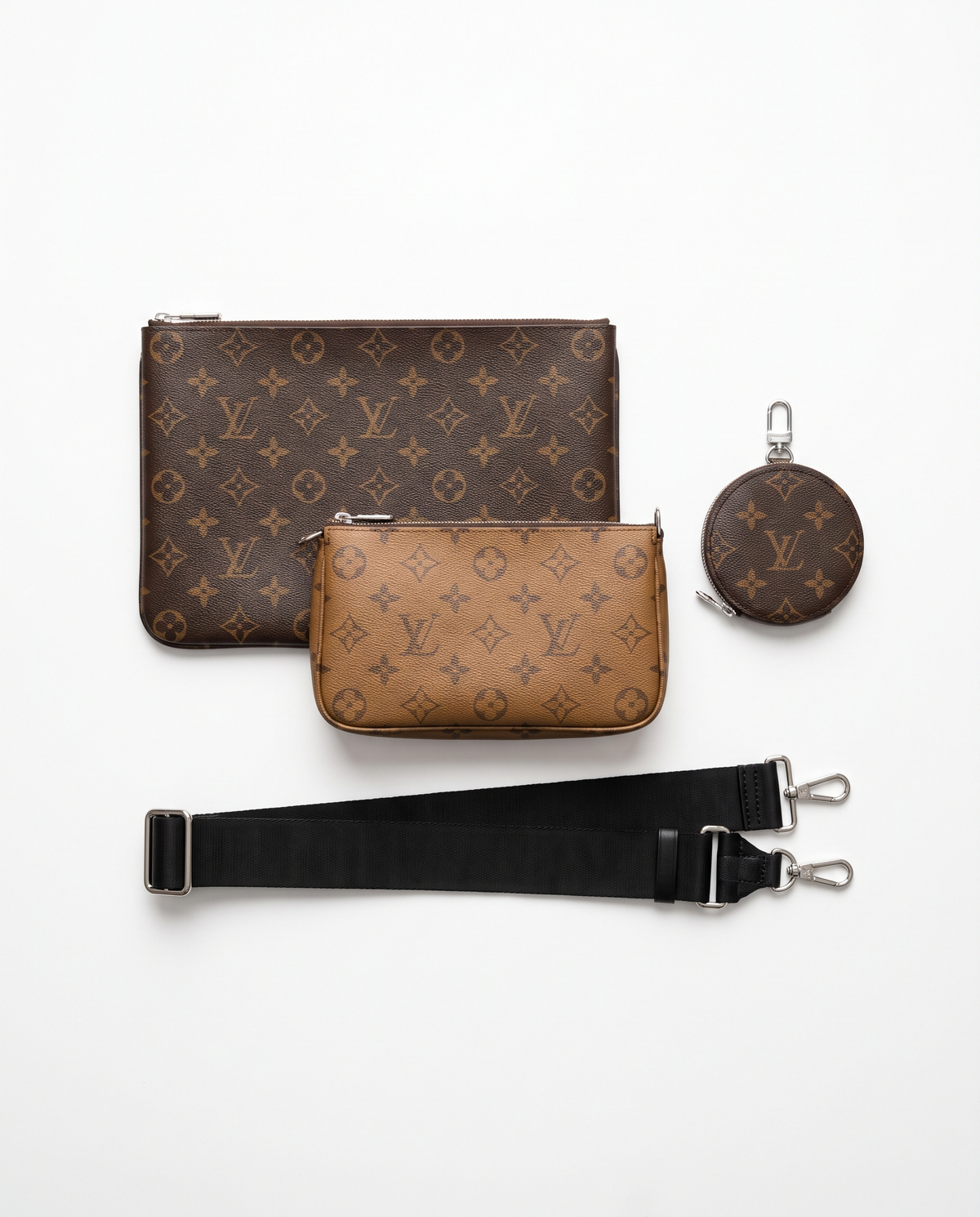 Set 3 piezas con bandolera Louis Vuitton — Marrón