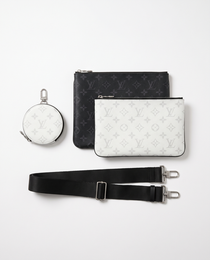 Set 3 piezas con bandolera Louis Vuitton — Negro y blanco