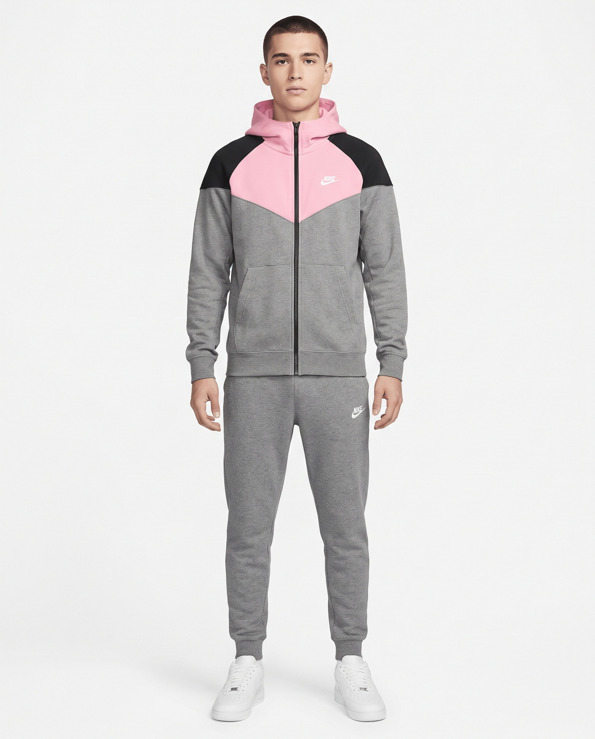 Chándal Nike Windrunner — Gris, rosa y negro