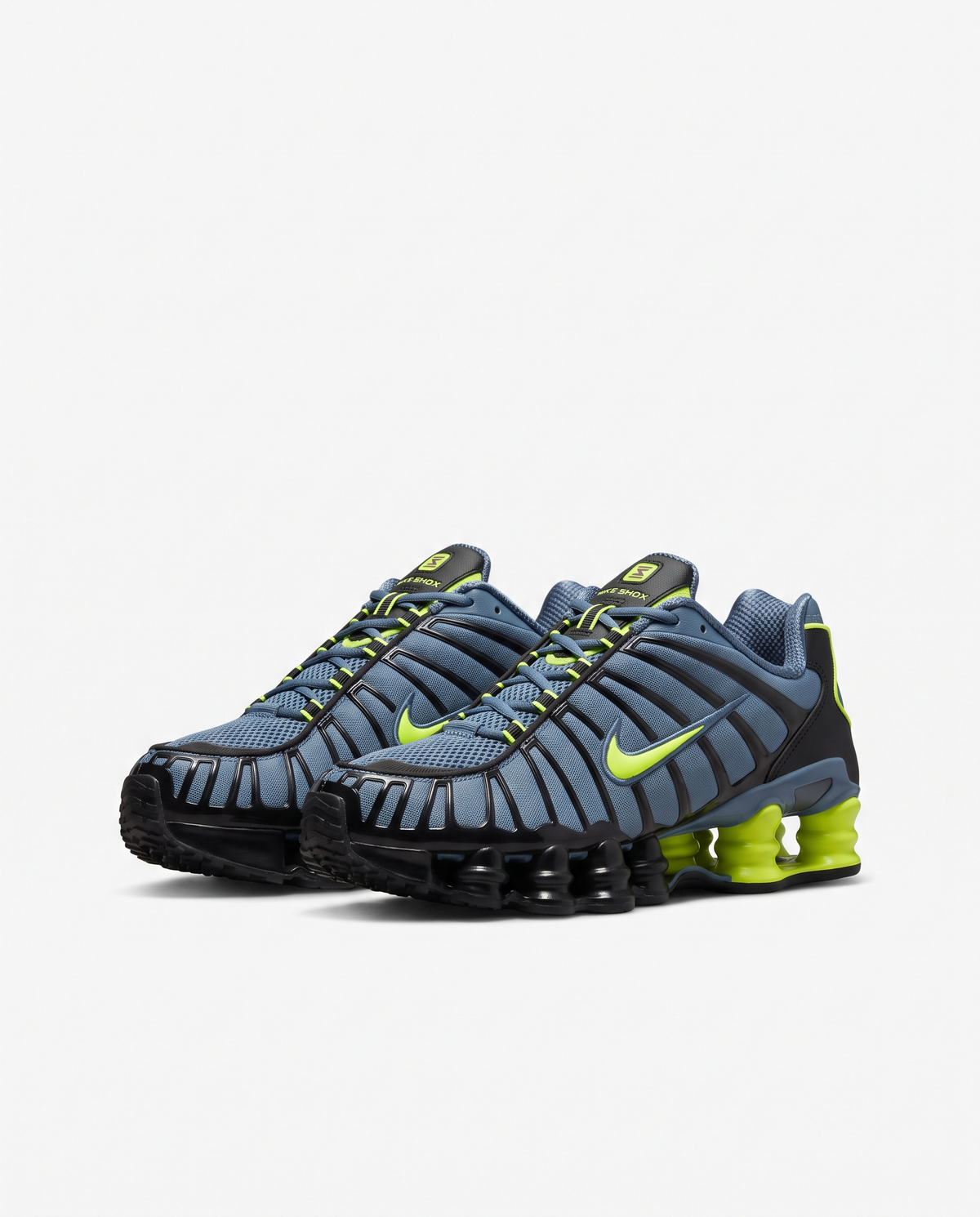 Zapatillas Nike Shox TL — Azul acero y amarillo flúor