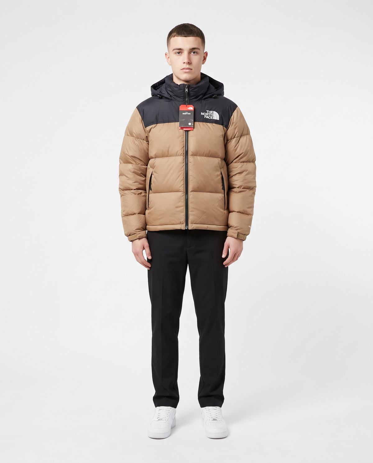 Plumífero con capucha The North Face — Marrón claro y negro