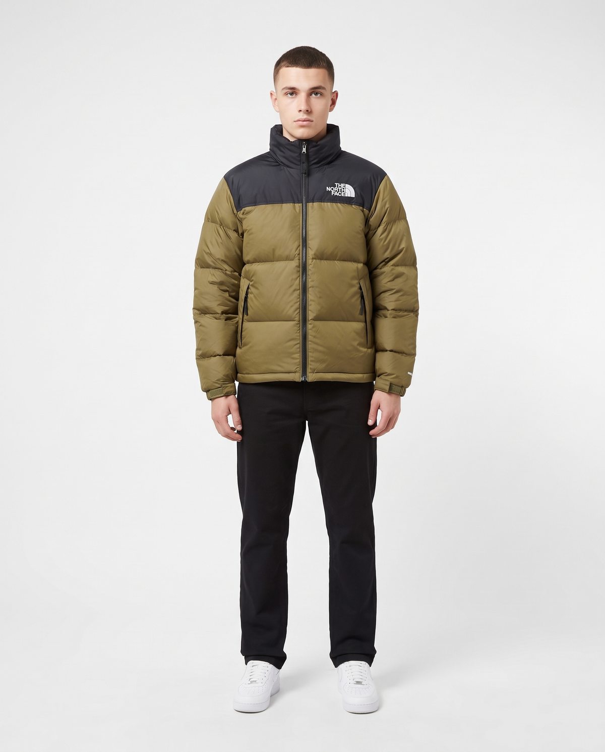 Plumífero con capucha The North Face — Caqui y negro