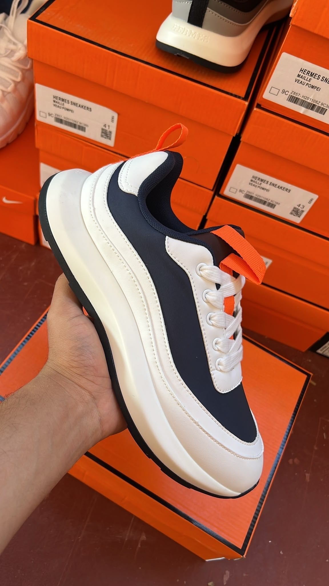 Zapatillas Hermès Bouncing — Blanco y azul marino