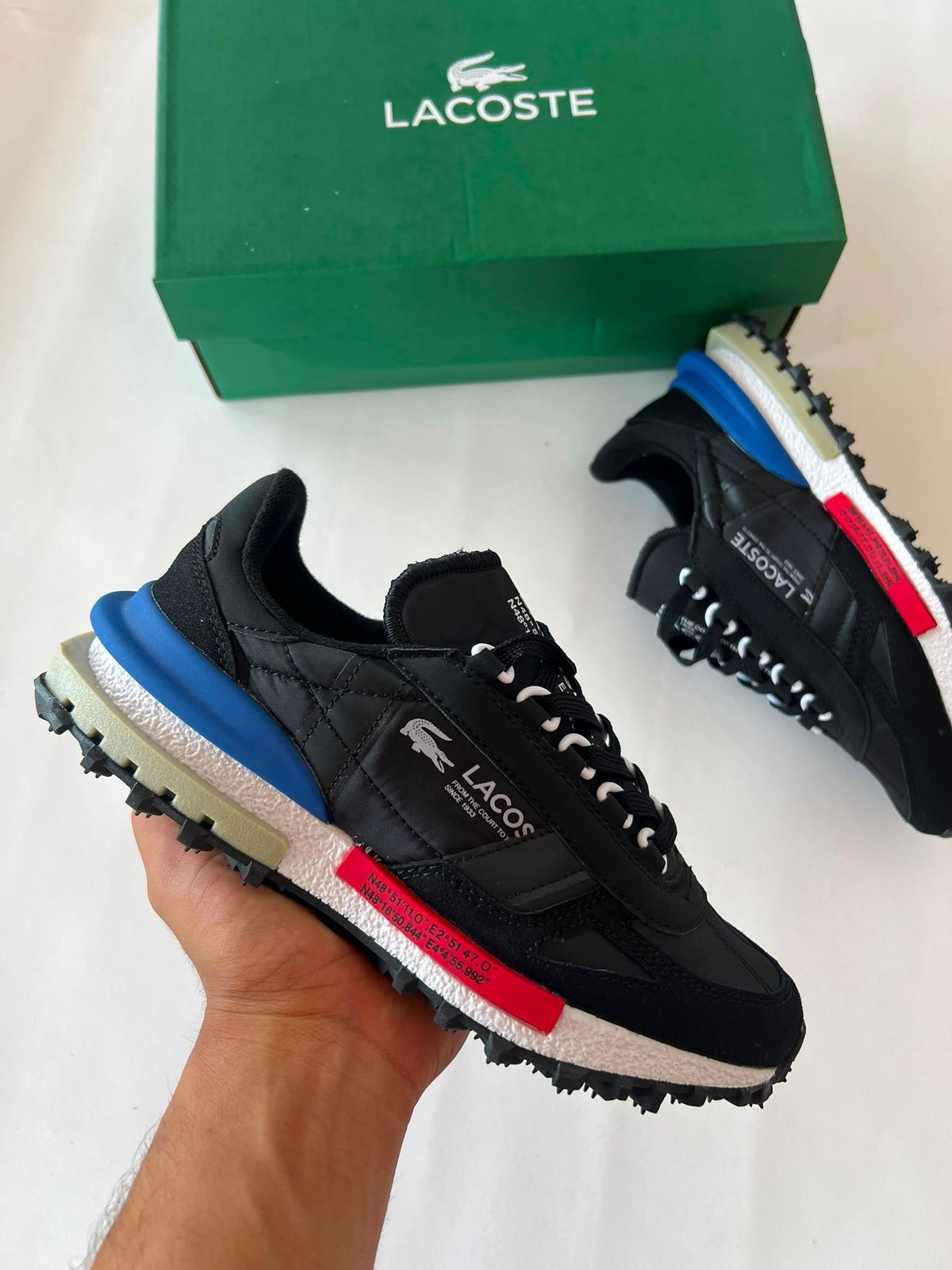 Zapatillas Lacoste Elite Active — Negro, azul y rojo