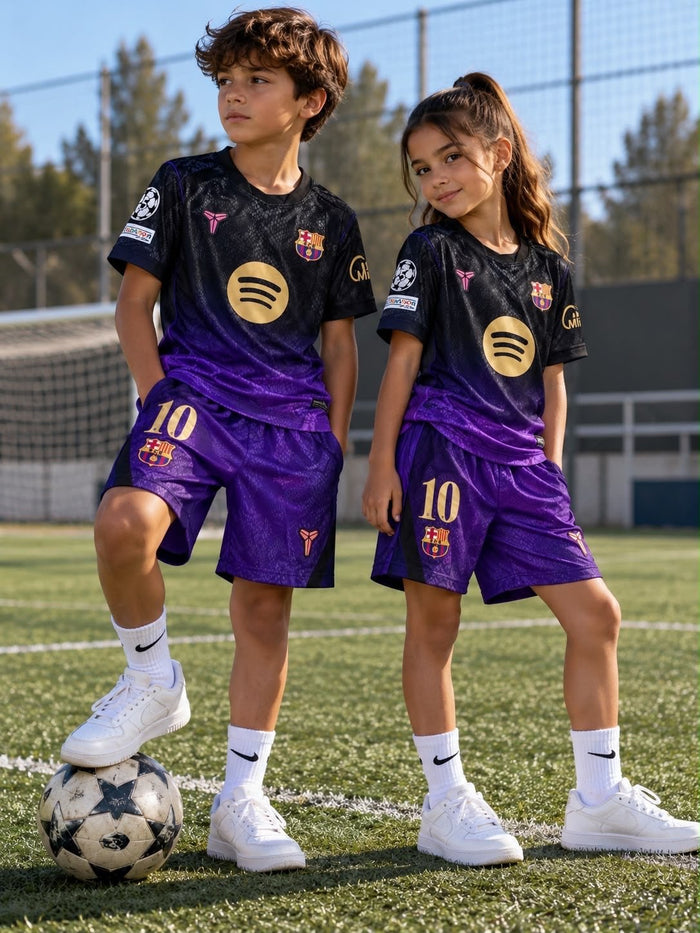 Equipación infantil FC Barcelona 2.ª equipación — Negro y morado