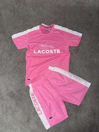 Conjunto camiseta y pantalón corto Lacoste — Rosa y blanco