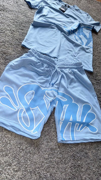 Conjunto Syna World camiseta y pantalón corto — Azul cielo
