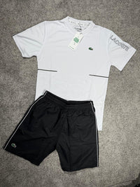 Conjunto camiseta y pantalón corto Lacoste — Blanco y negro