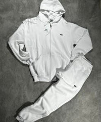 Chándal de algodón con cremallera Lacoste — Blanco