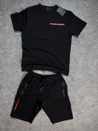 Conjunto camiseta y pantalón corto Prada — Negro