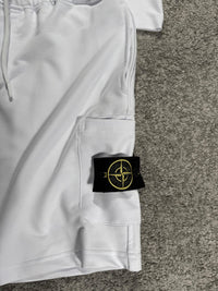 Conjunto Stone Island camiseta y pantalón corto — Blanco