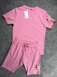 Conjunto camiseta y pantalón corto Stone Island — Rosa