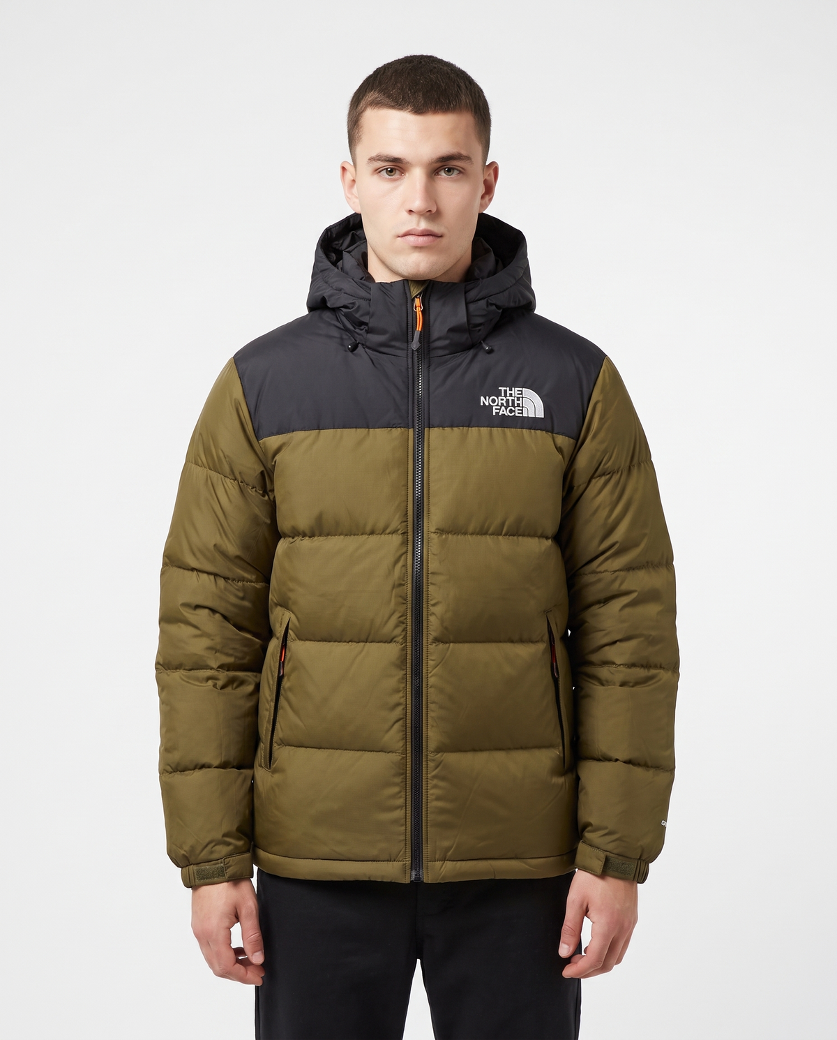 Chaqueta acolchada con capucha The North Face — Verde militar y negro