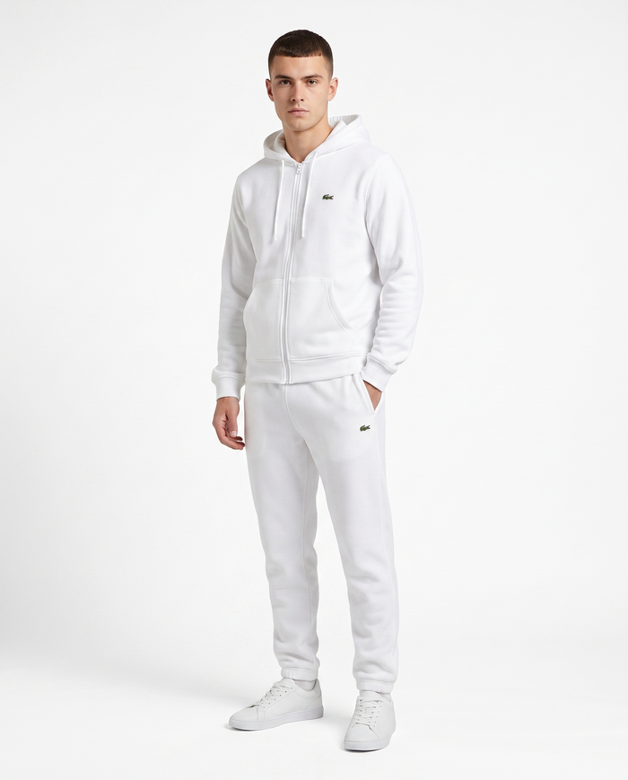 Chándal de algodón con cremallera Lacoste — Blanco