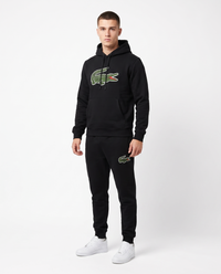 Chándal de algodón con capucha Lacoste — Negro