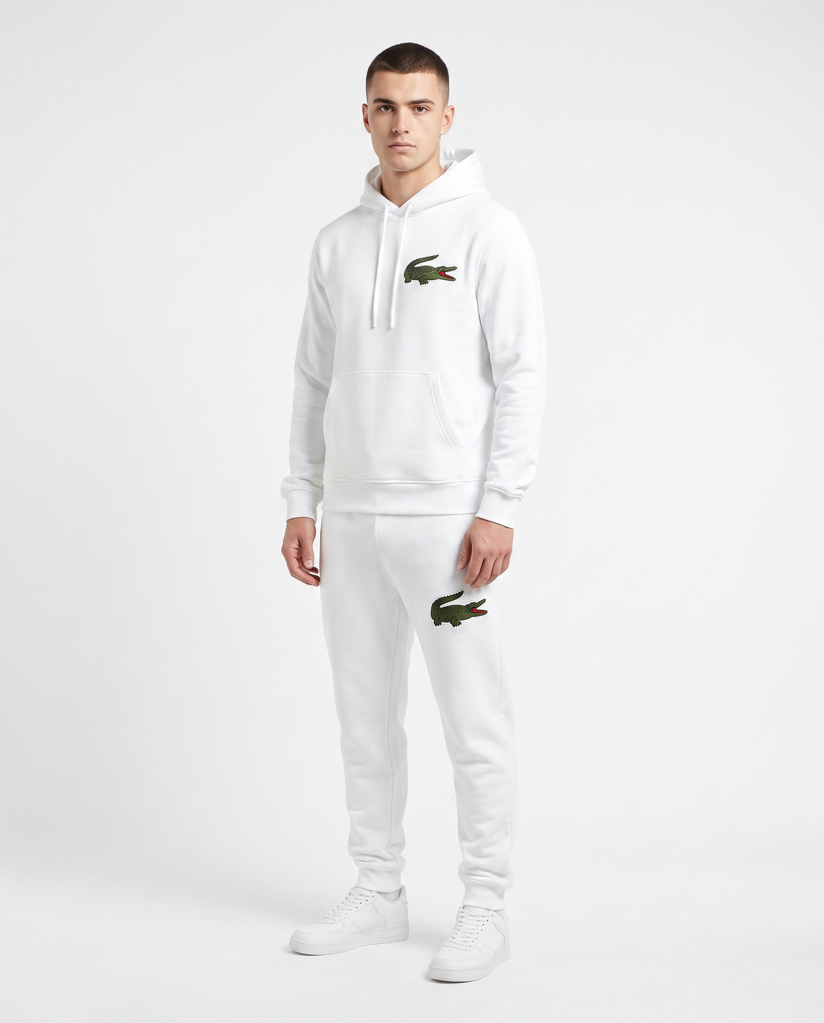 Chándal de algodón con capucha Lacoste — Blanco (modelo 3)