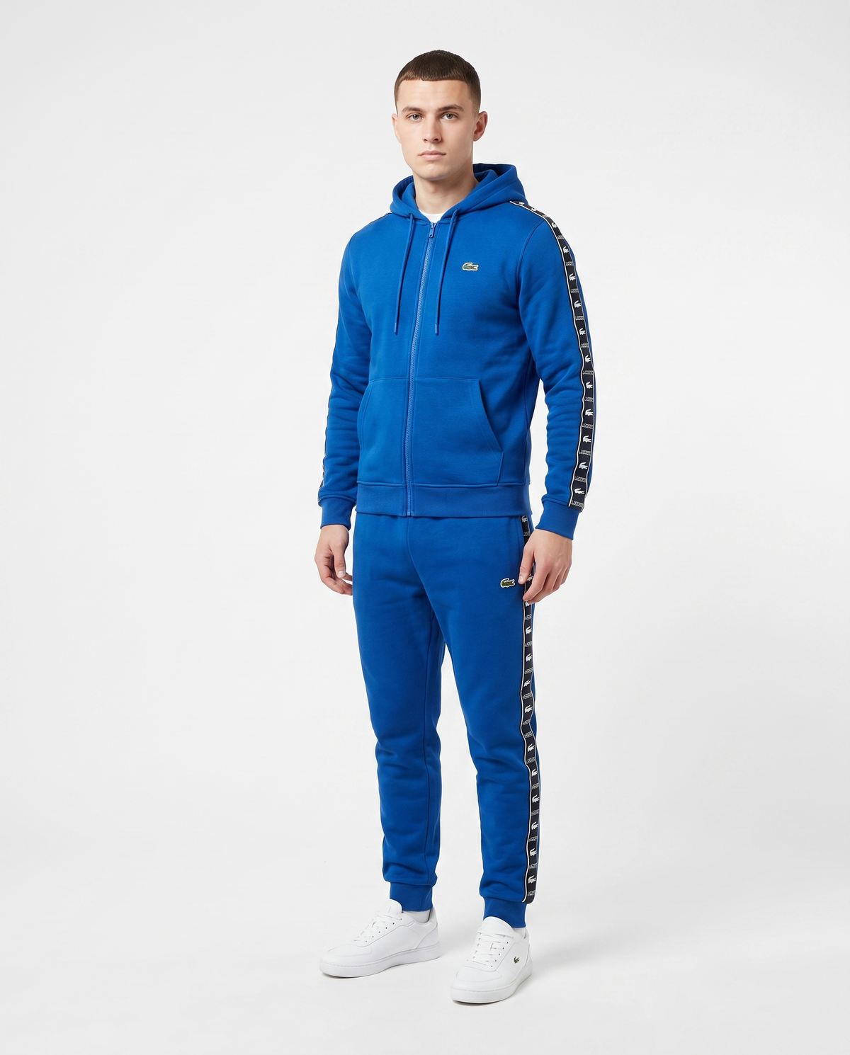 Chándal con cremallera y cinta lateral Lacoste — Azul eléctrico