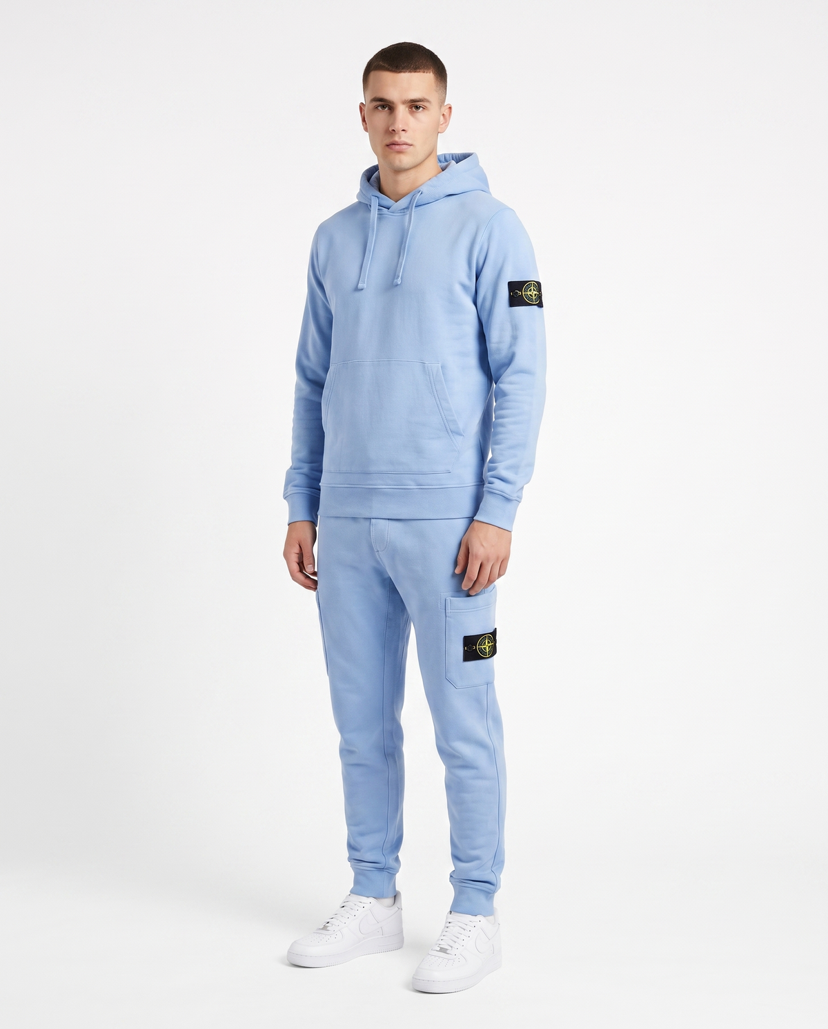 Chándal de algodón con capucha Stone Island — Azul celeste