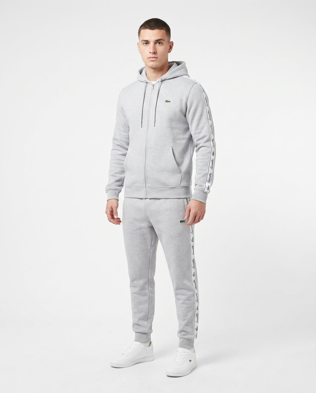 Chándal con cremallera y cinta lateral Lacoste — Gris