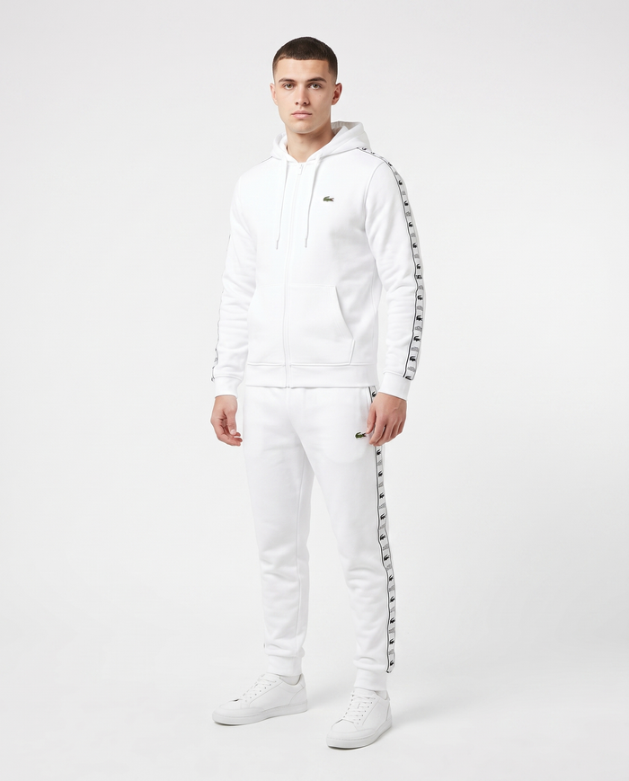 Chándal con cremallera y cinta lateral Lacoste — Blanco