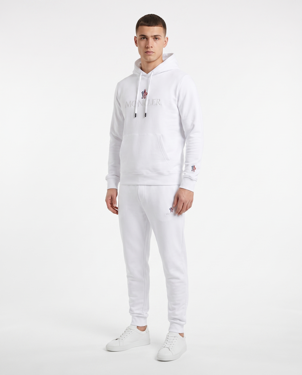 Chándal de algodón con capucha Moncler — Blanco