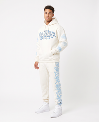 Chándal de algodón con capucha Syna World — Blanco y azul celeste