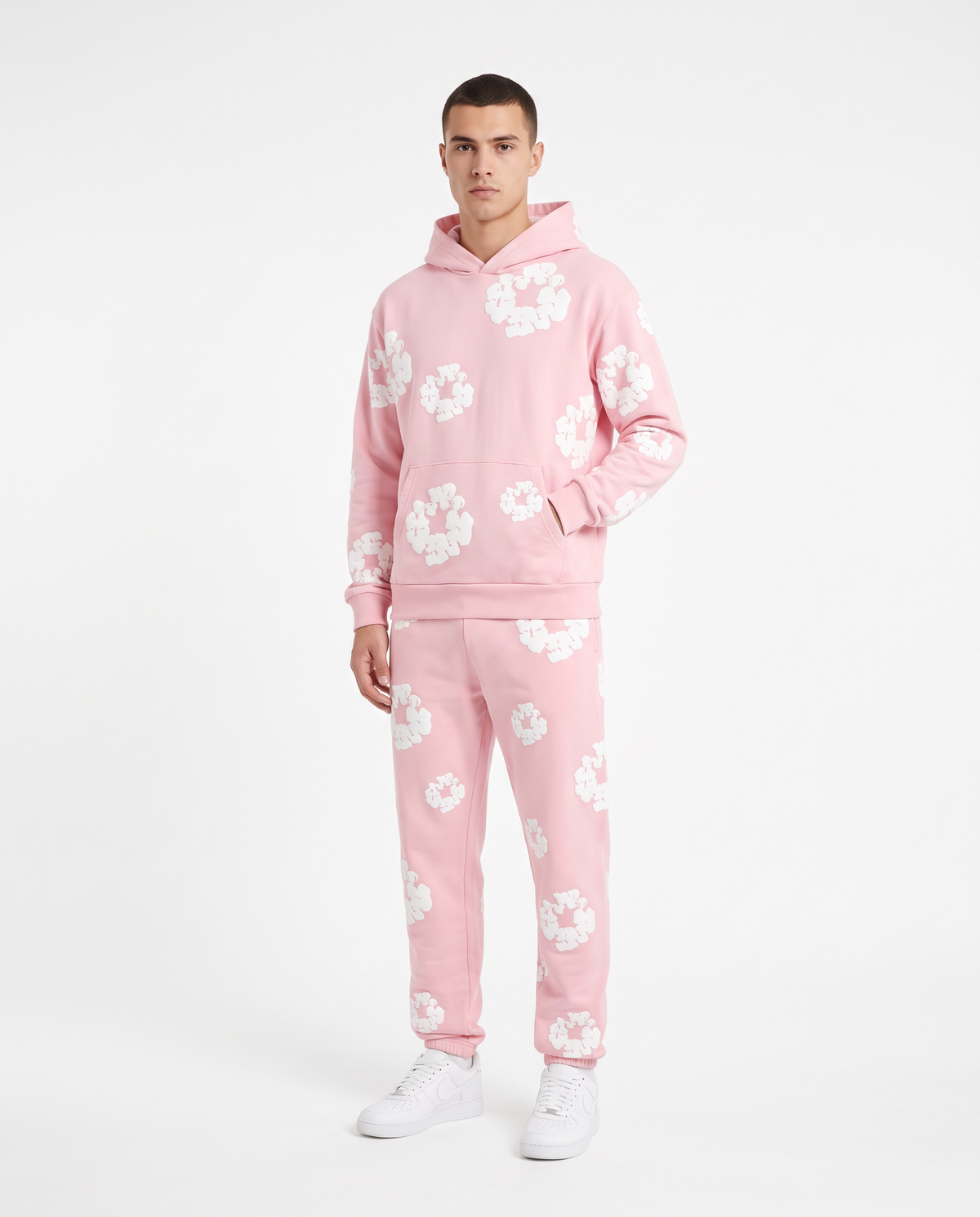 Chándal de algodón con capucha Denim Tears — Rosa claro