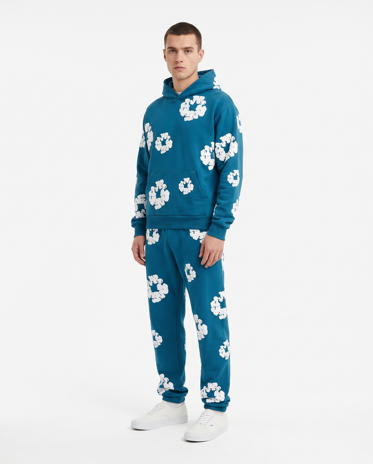 Chándal de algodón con capucha Denim Tears — Azul petróleo