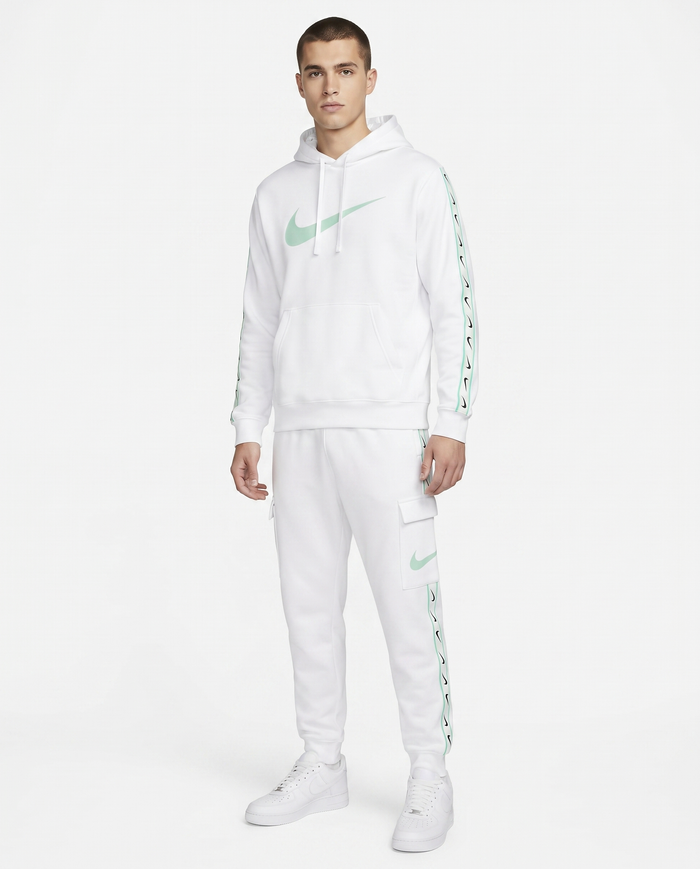 Chándal de algodón con capucha Nike — Blanco y verde agua