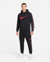 Chándal de algodón con capucha Nike — Negro y rojo
