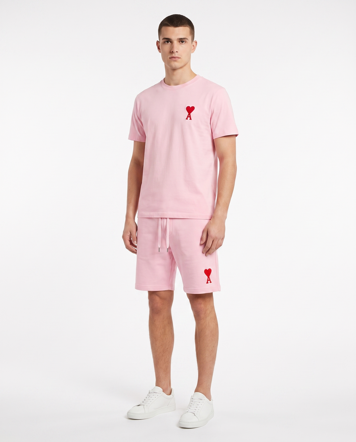 Conjunto camiseta y pantalón corto Ami Paris — Rosa