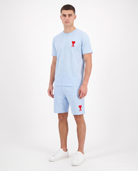 Conjunto camiseta y pantalón corto Ami Paris — Azul celeste