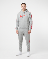 Chándal de algodón con capucha Nike — Gris y rojo