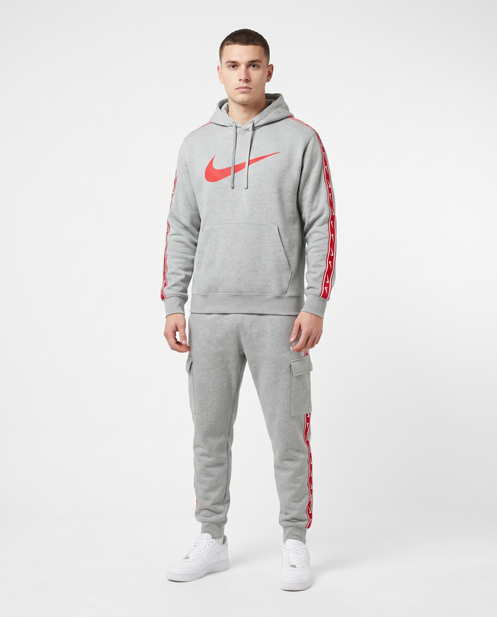 Chándal de algodón con capucha Nike — Gris y rojo