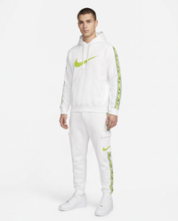 Chándal de algodón con capucha Nike — Blanco y verde lima
