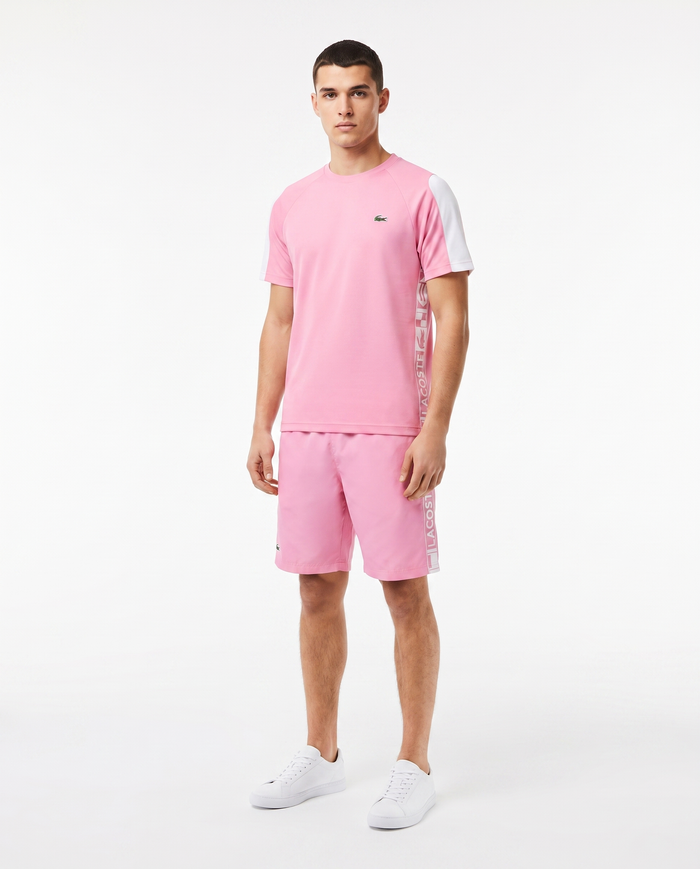 Conjunto camiseta y pantalón corto Lacoste — Rosa y blanco (modelo 2)
