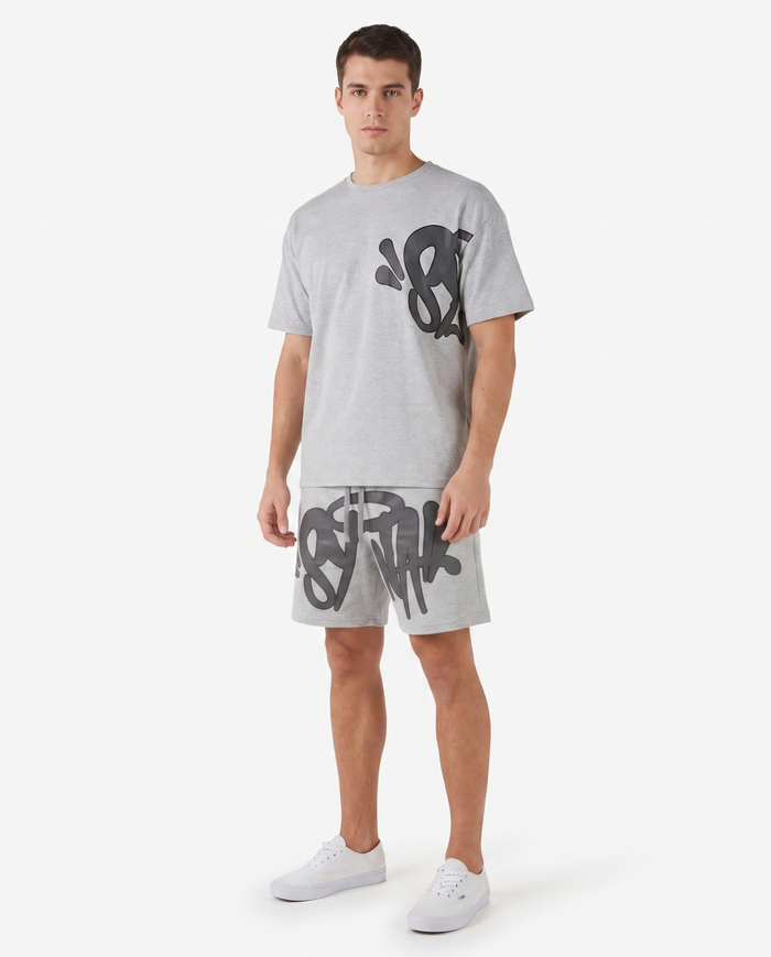 Conjunto camiseta y pantalón corto Syna World — Gris y negro