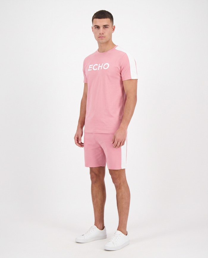 Conjunto camiseta y pantalón corto Lacoste — Rosa y blanco