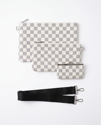 Set 3 piezas con bandolera Louis Vuitton — Blanco y gris