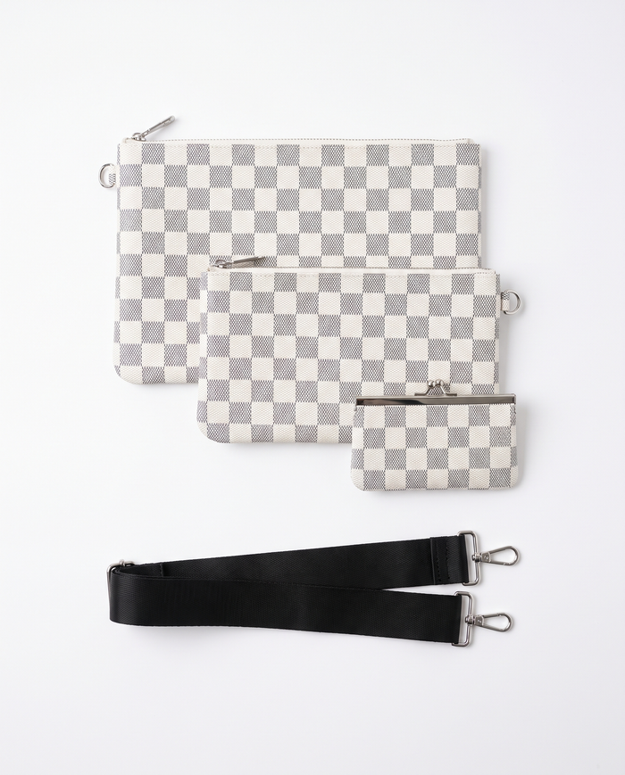 Set 3 piezas con bandolera Louis Vuitton — Blanco y gris
